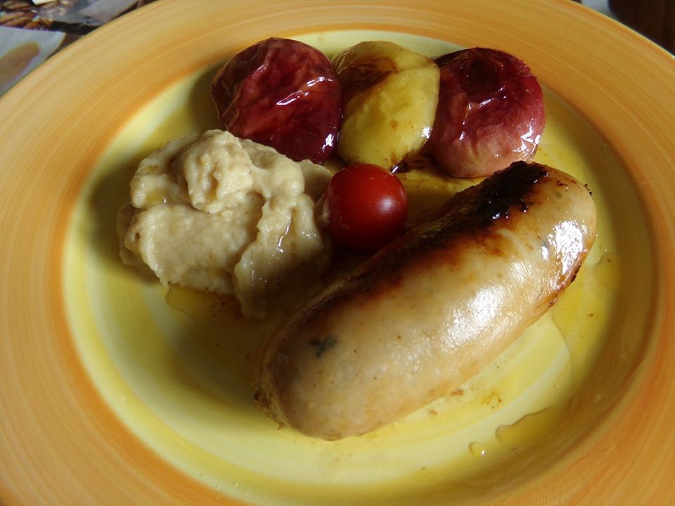 Boudin blanc aux deux pommes, Mousseline de céleri